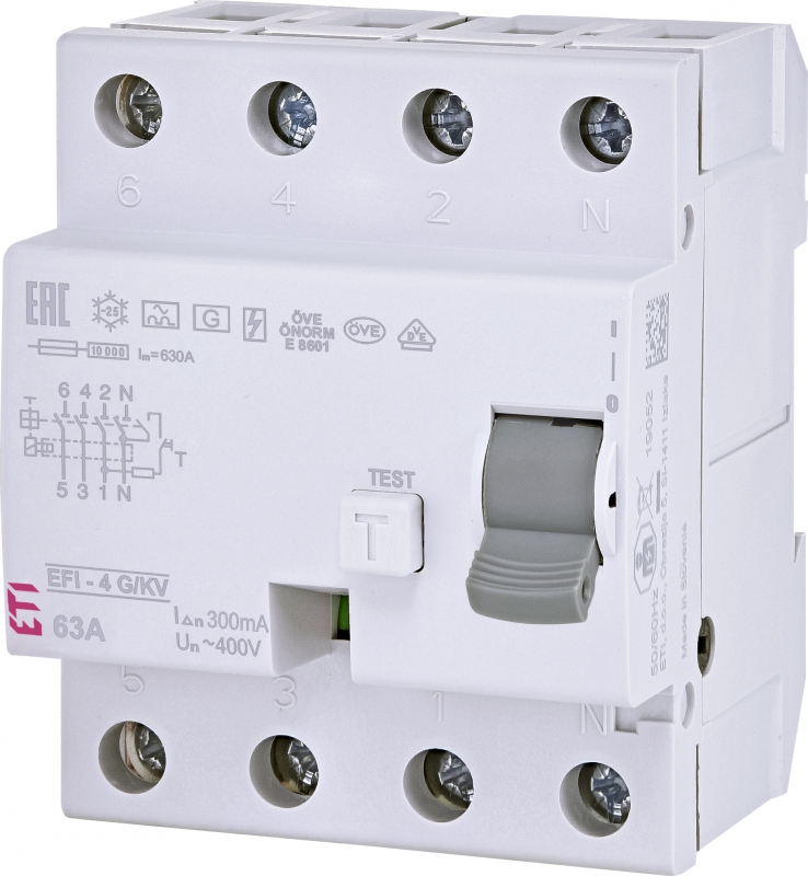Wyłącznik ochr. różnicowoprąd. EFI-4 A G/KV 63/0.3 002064749