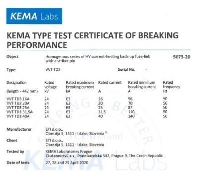 CESI (KEMA) certifikat1